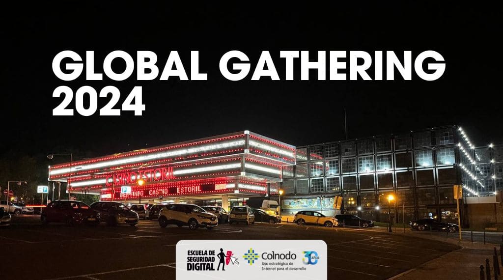 Gráfica alusiva a Global Gathering: La construcción colaborativa e intercambio de conocimientos para la defensa de los derechos digitales.